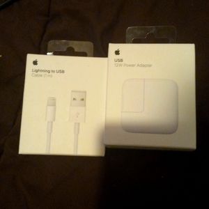 Lightning to USB iPhone cable (1m) and 12W Power Adapter